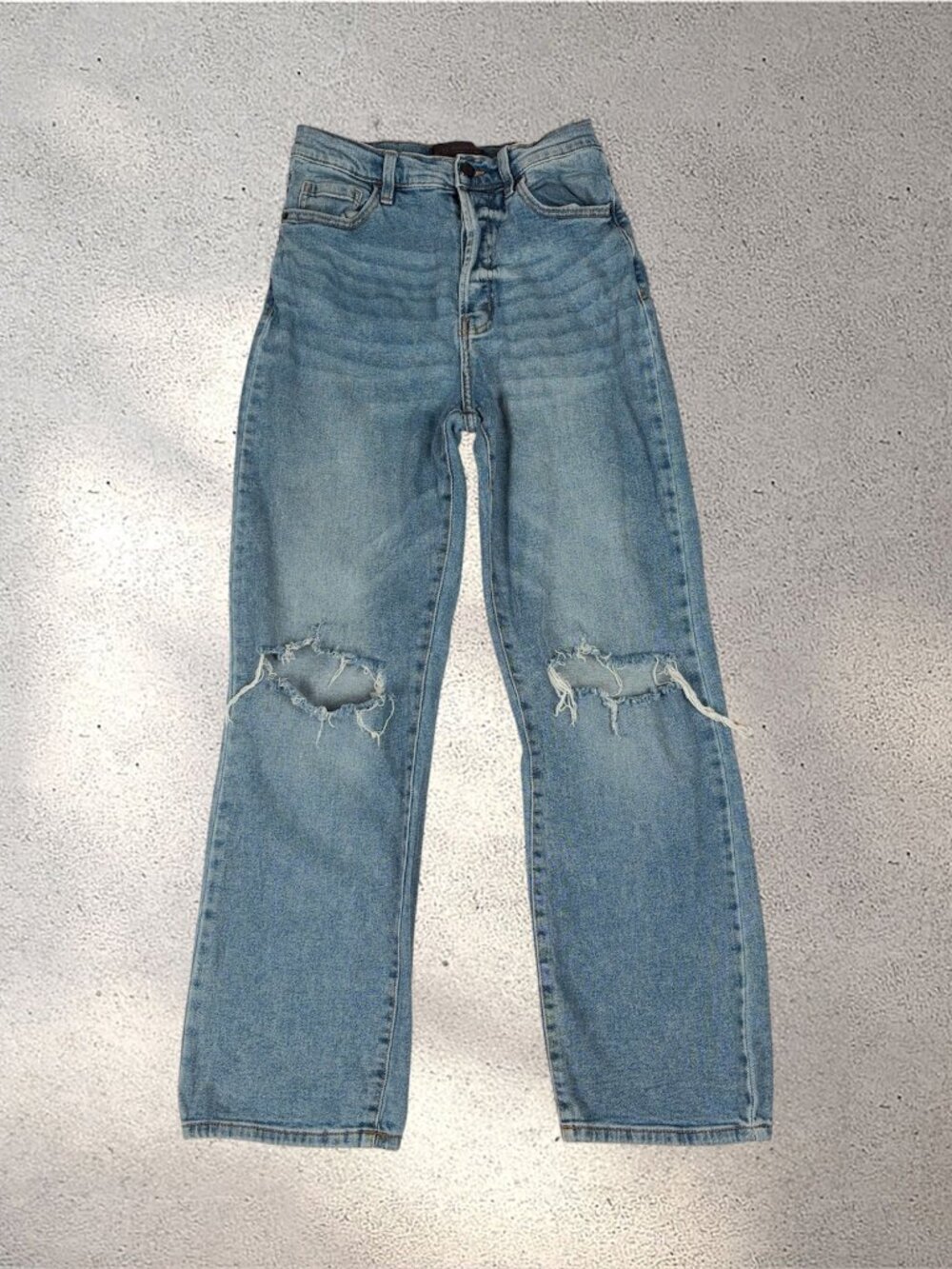 Love For Humanity Mom Jean Women's 5/27 Blue Hi-Rise Straight Leg Y2K Distressed